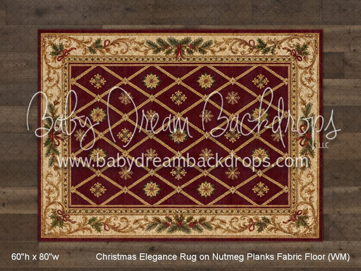 Christmas Elegance Rug on Nutmeg Planks Fabric Floor (WM)