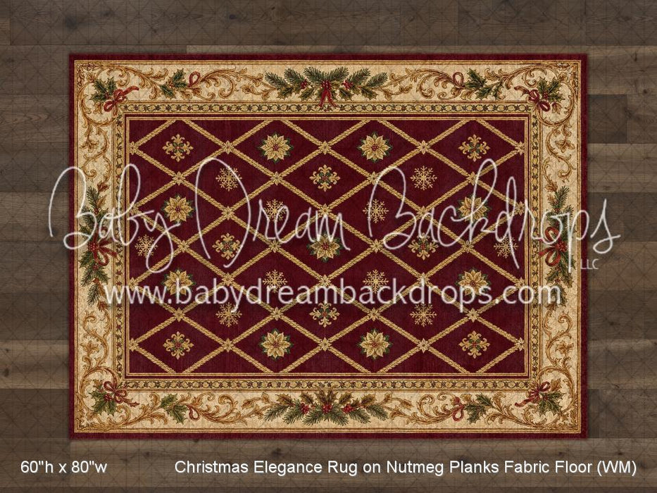 Christmas Elegance Rug on Nutmeg Planks Fabric Floor (WM)