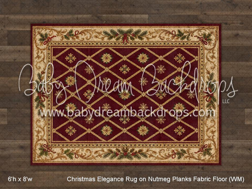 Christmas Elegance Rug on Nutmeg Planks Fabric Floor (WM)