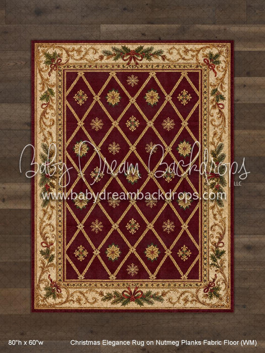 Christmas Elegance Rug on Nutmeg Planks Fabric Floor (WM)