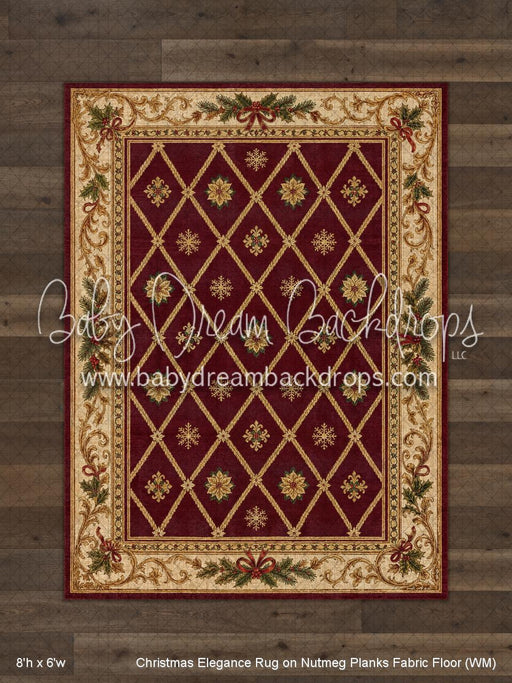 Christmas Elegance Rug on Nutmeg Planks Fabric Floor (WM)