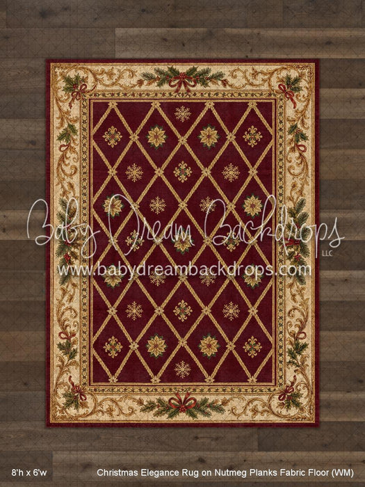 Christmas Elegance Rug on Nutmeg Planks Fabric Floor (WM)