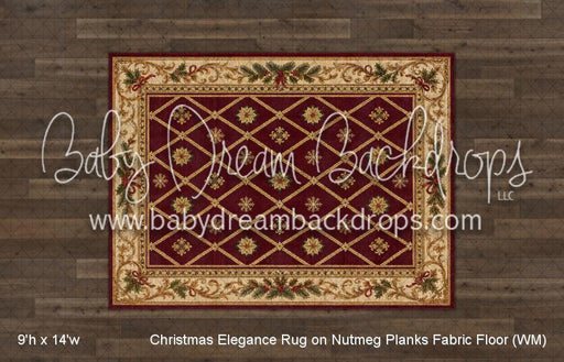 Christmas Elegance Rug on Nutmeg Planks Fabric Floor (WM)