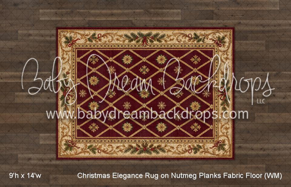 Christmas Elegance Rug on Nutmeg Planks Fabric Floor (WM)