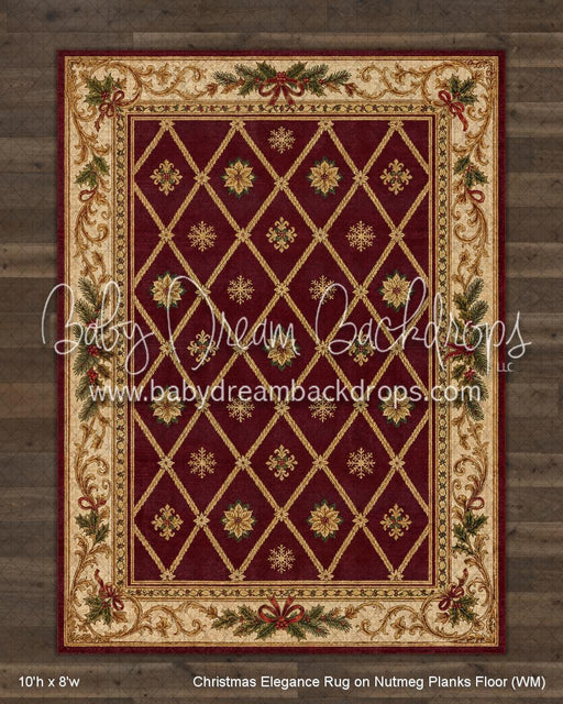 Christmas Elegance Rug on Nutmeg Planks Fabric Floor (WM)