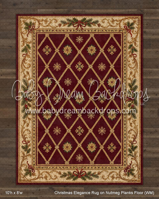 Christmas Elegance Rug on Nutmeg Planks Fabric Floor (WM)