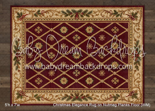 Christmas Elegance Rug on Nutmeg Planks Fabric Floor (WM)