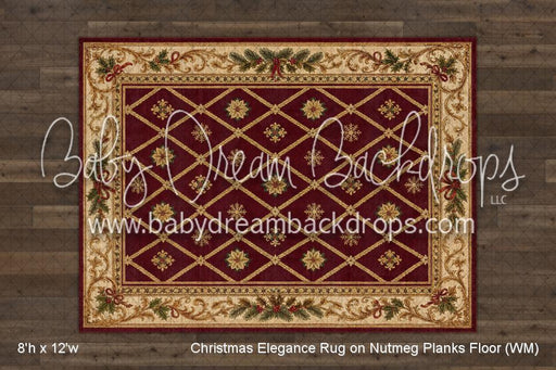 Christmas Elegance Rug on Nutmeg Planks Fabric Floor (WM)