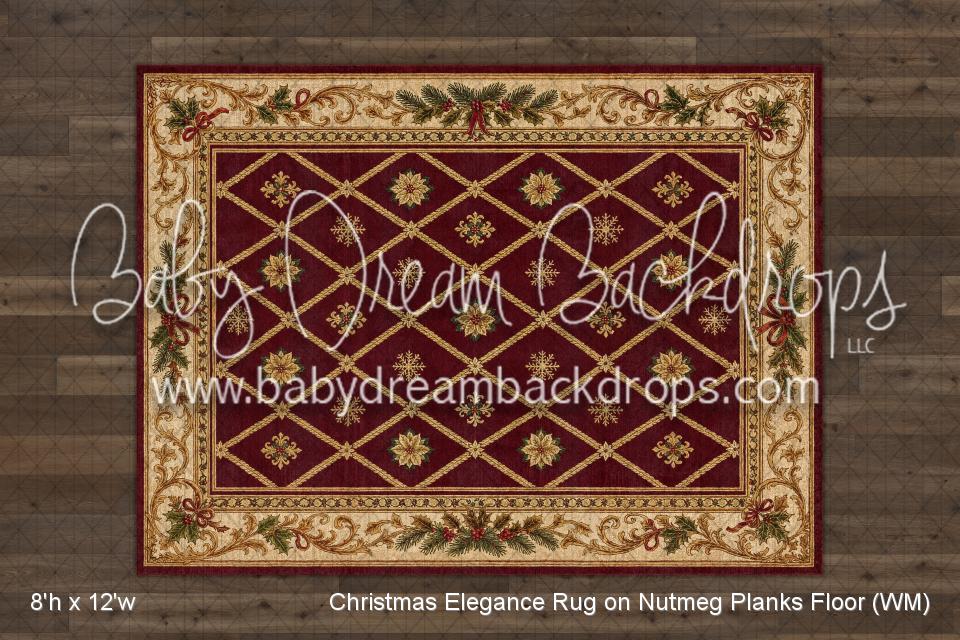 Christmas Elegance Rug on Nutmeg Planks Fabric Floor (WM)