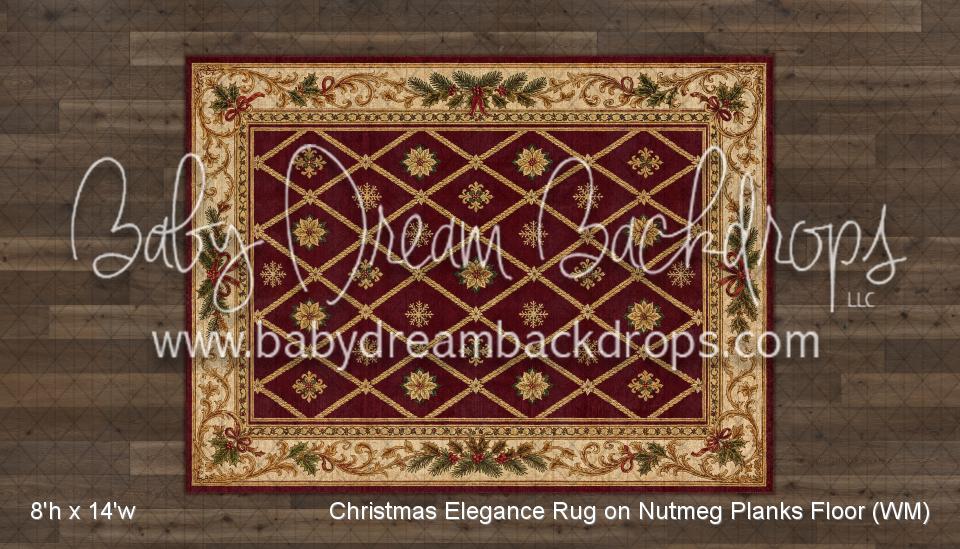 Christmas Elegance Rug on Nutmeg Planks Fabric Floor (WM)