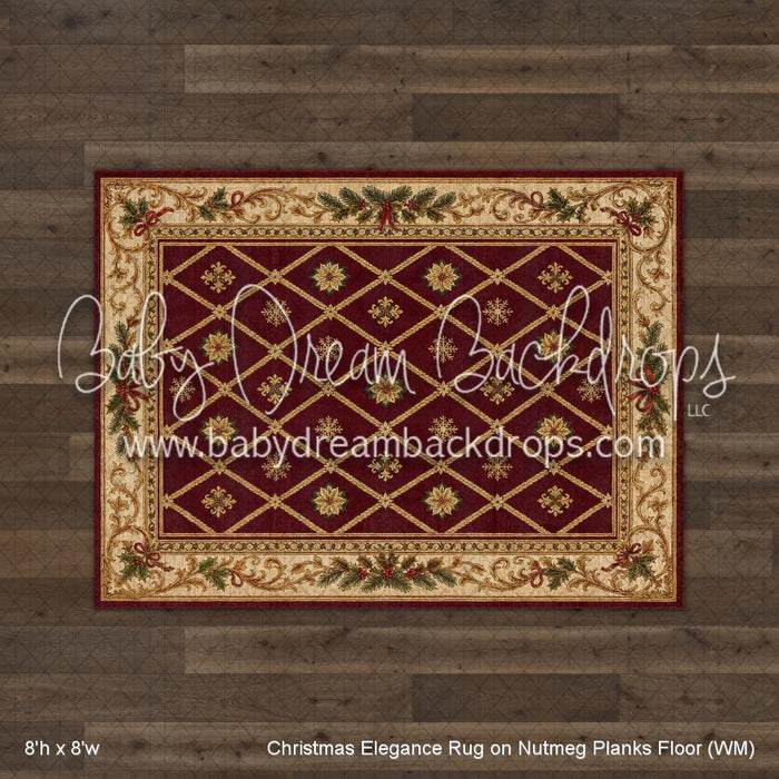 Christmas Elegance Rug on Nutmeg Planks Fabric Floor (WM)