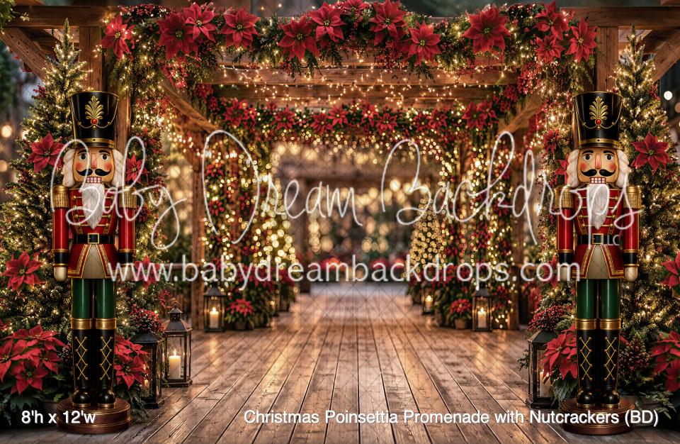 Christmas Poinsettia Promenade with Nutcrackers (BD)