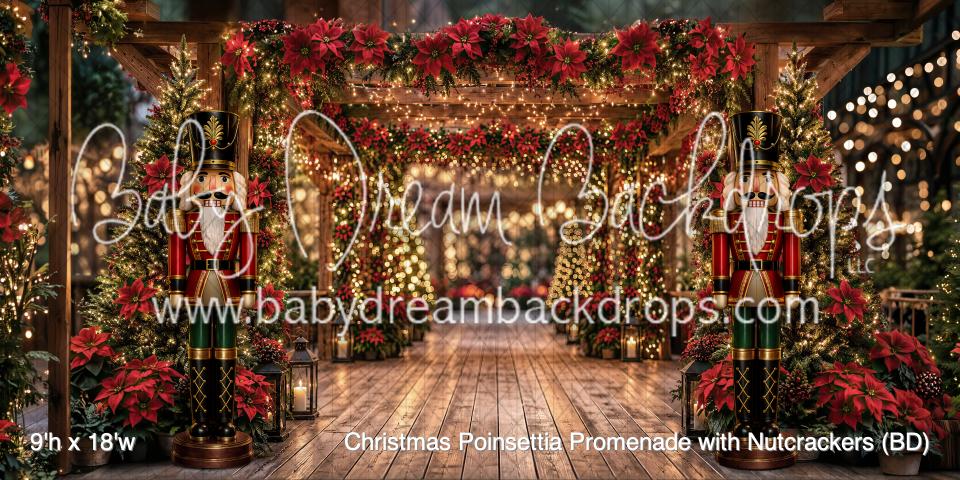 Christmas Poinsettia Promenade with Nutcrackers (BD)