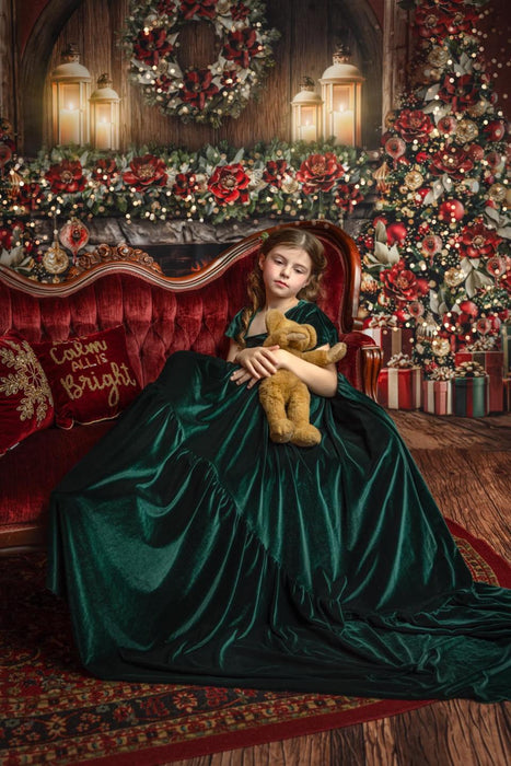 Christmas Arch Fireplace Red Double Tree Bundle