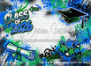 Class of 2026 Blue and Green Graffiti Wall (WM)