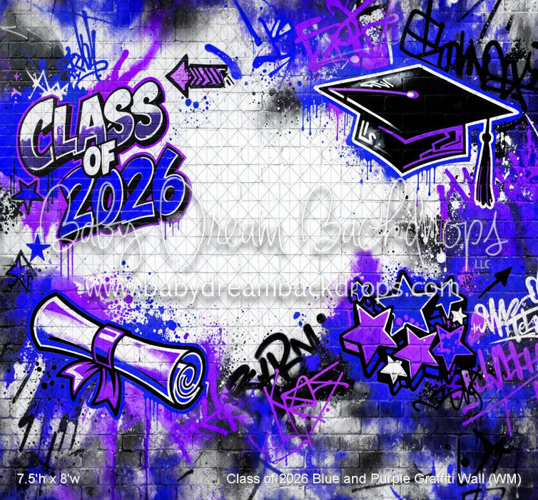 Class of 2026 Blue and Purple Graffiti Wall (WM)