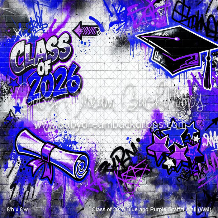 Class of 2026 Blue and Purple Graffiti Wall (WM)