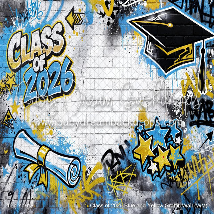 Class of 2026 Blue and Yellow Graffiti Wall (WM)
