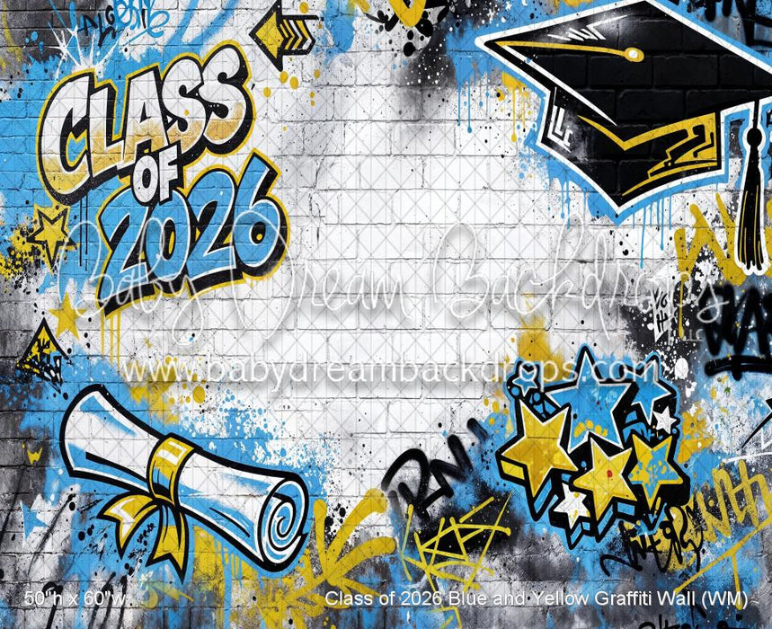 Class of 2026 Blue and Yellow Graffiti Wall (WM)