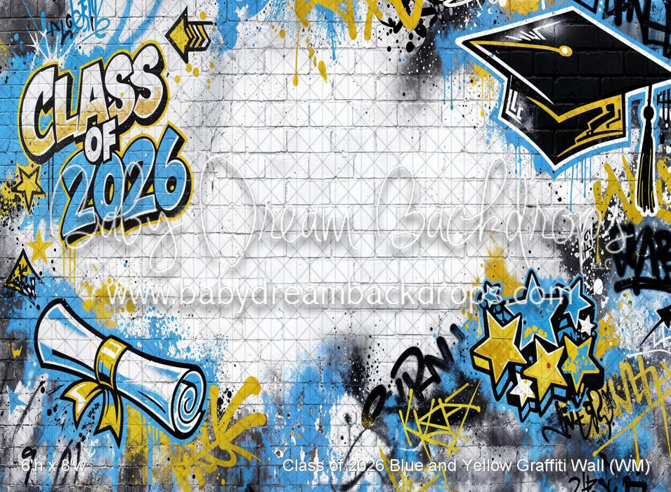Class of 2026 Blue and Yellow Graffiti Wall (WM)
