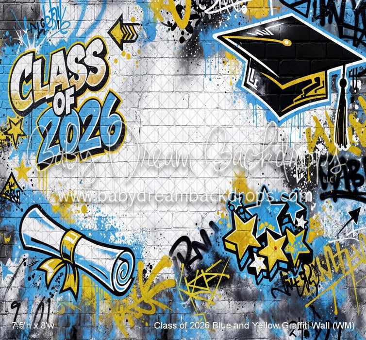 Class of 2026 Blue and Yellow Graffiti Wall (WM)