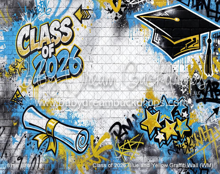 Class of 2026 Blue and Yellow Graffiti Wall (WM)