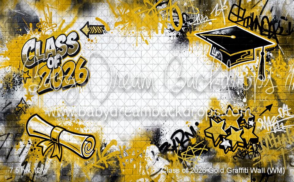 Class of 2026 Gold Graffiti Wall (WM)