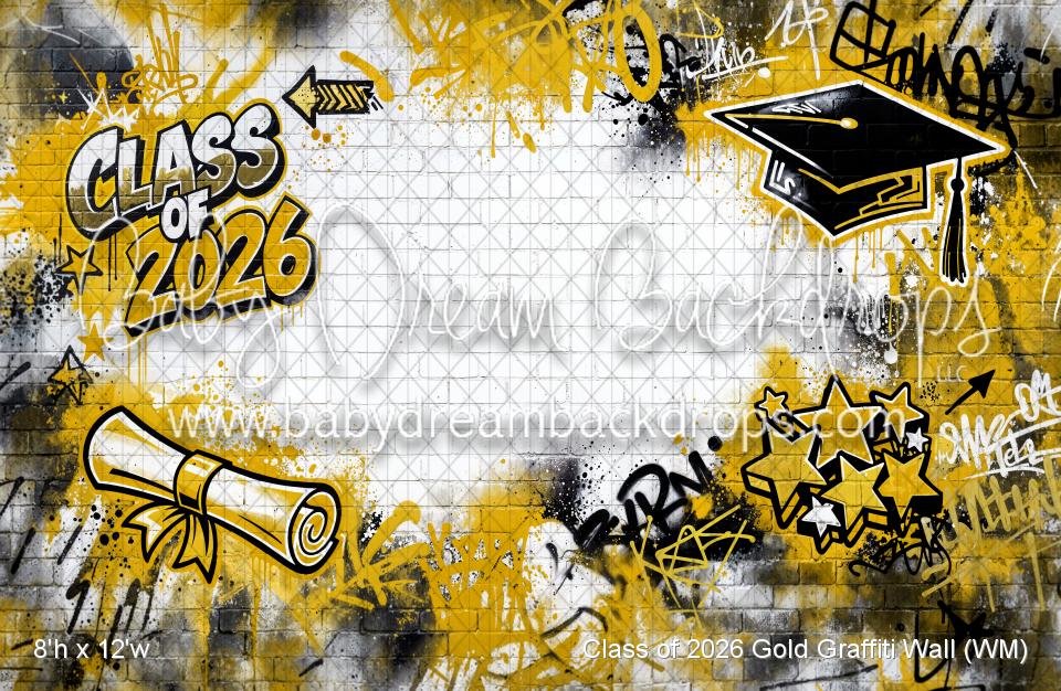Class of 2026 Gold Graffiti Wall (WM)