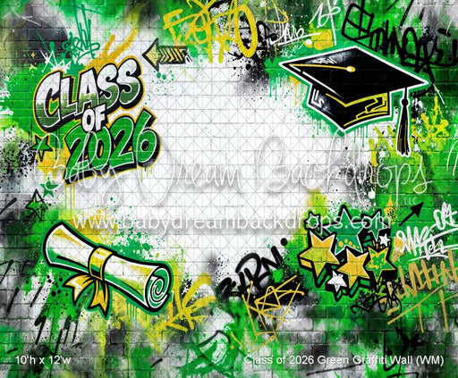 Class of 2026 Green Graffiti Wall (WM)