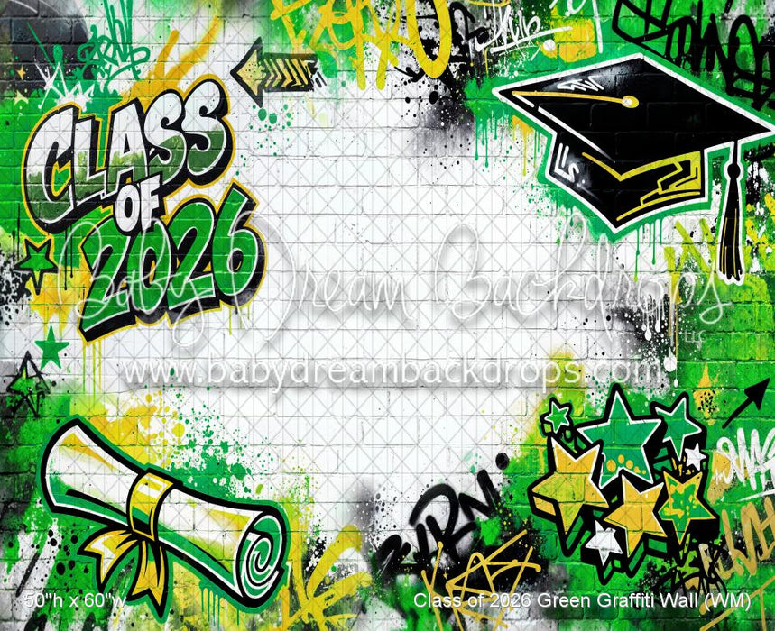 Class of 2026 Green Graffiti Wall (WM)