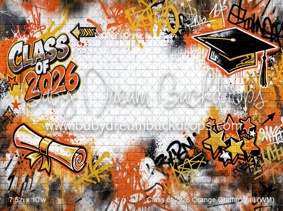 Class of 2026 Orange Graffiti Wall (WM)