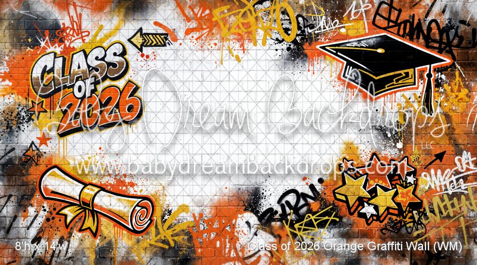 Class of 2026 Orange Graffiti Wall (WM)