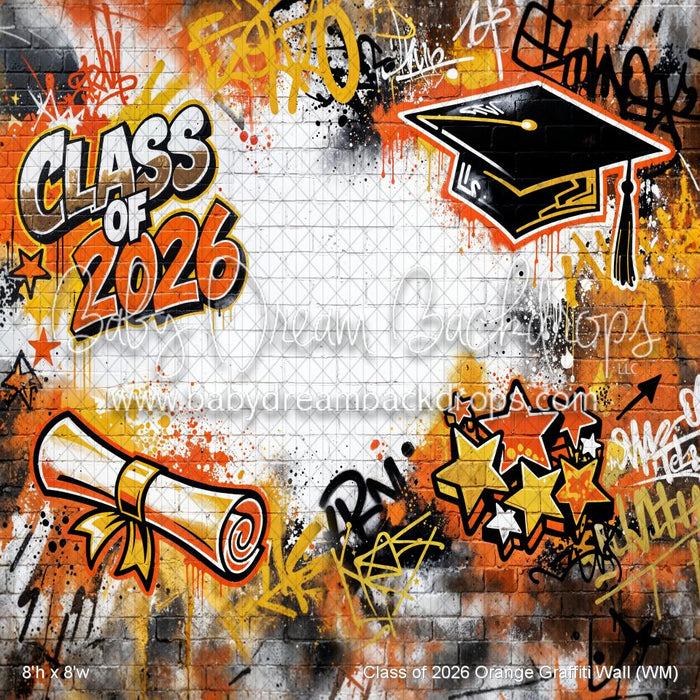 Class of 2026 Orange Graffiti Wall (WM)