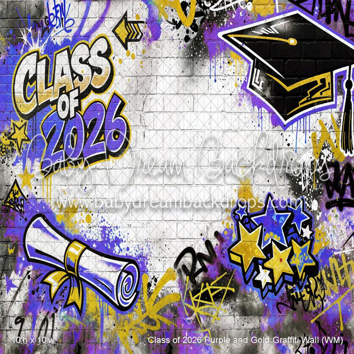 Class of 2026 Purple and Gold Graffiti Wall (WM)