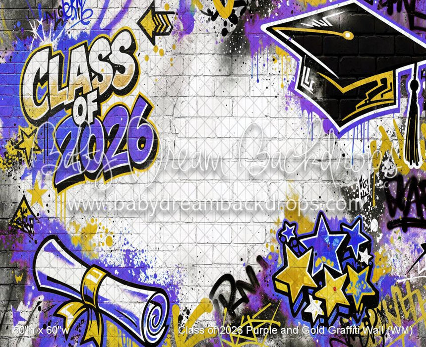 Class of 2026 Purple and Gold Graffiti Wall (WM)
