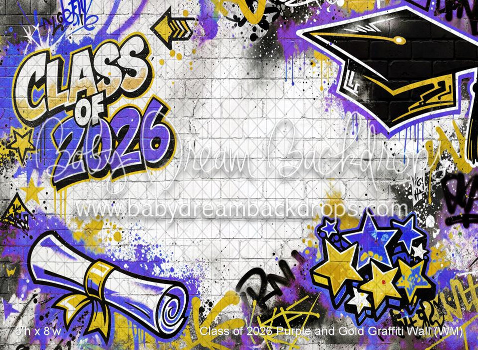 Class of 2026 Purple and Gold Graffiti Wall (WM)