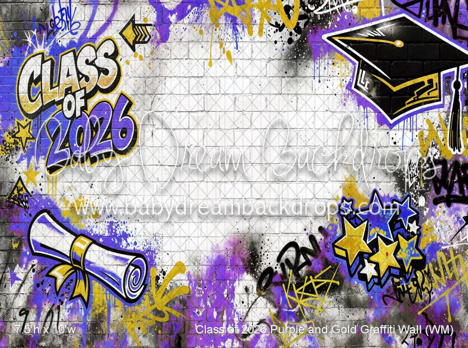 Class of 2026 Purple and Gold Graffiti Wall (WM)
