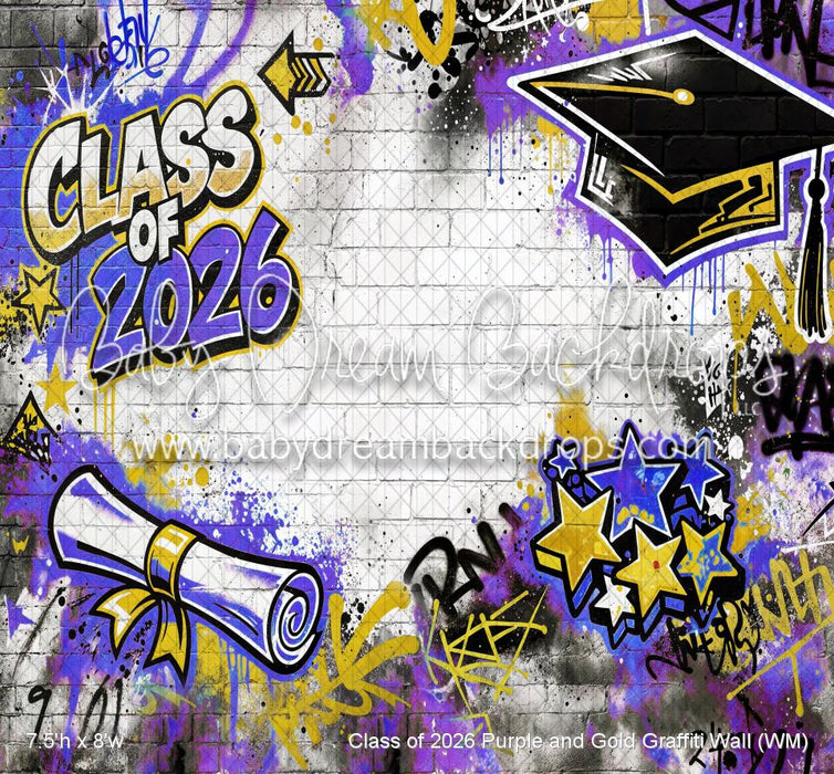 Class of 2026 Purple and Gold Graffiti Wall (WM)