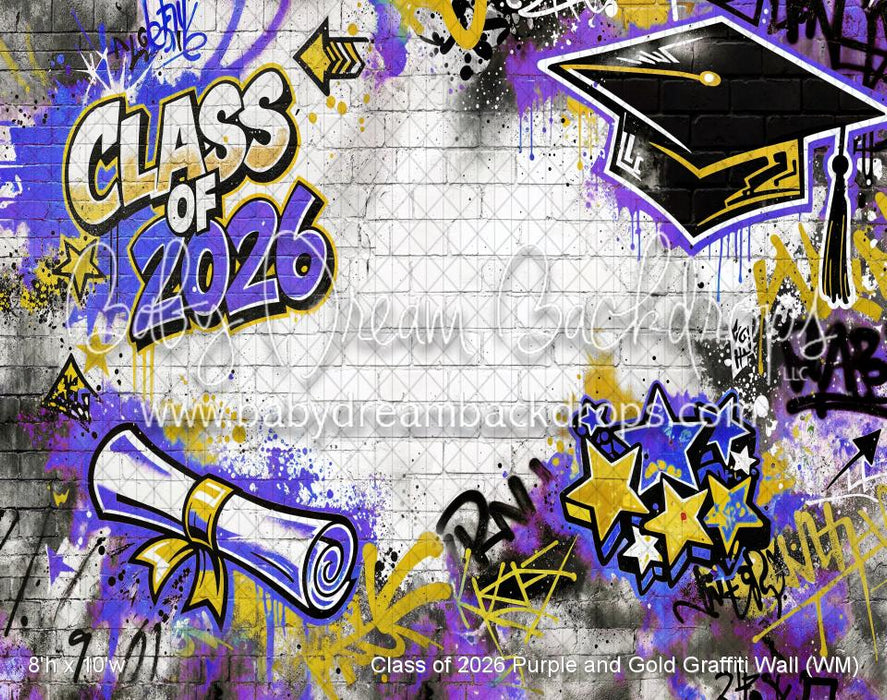 Class of 2026 Purple and Gold Graffiti Wall (WM)