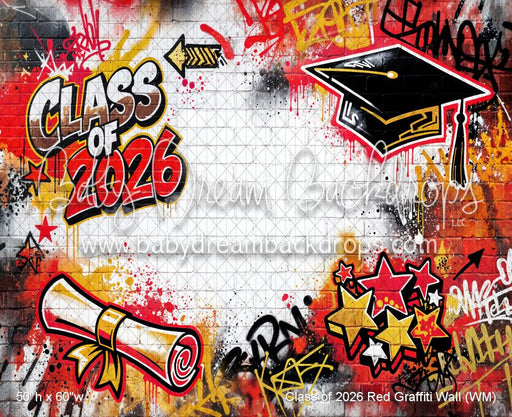 Class of 2026 Red Graffiti Wall (WM)