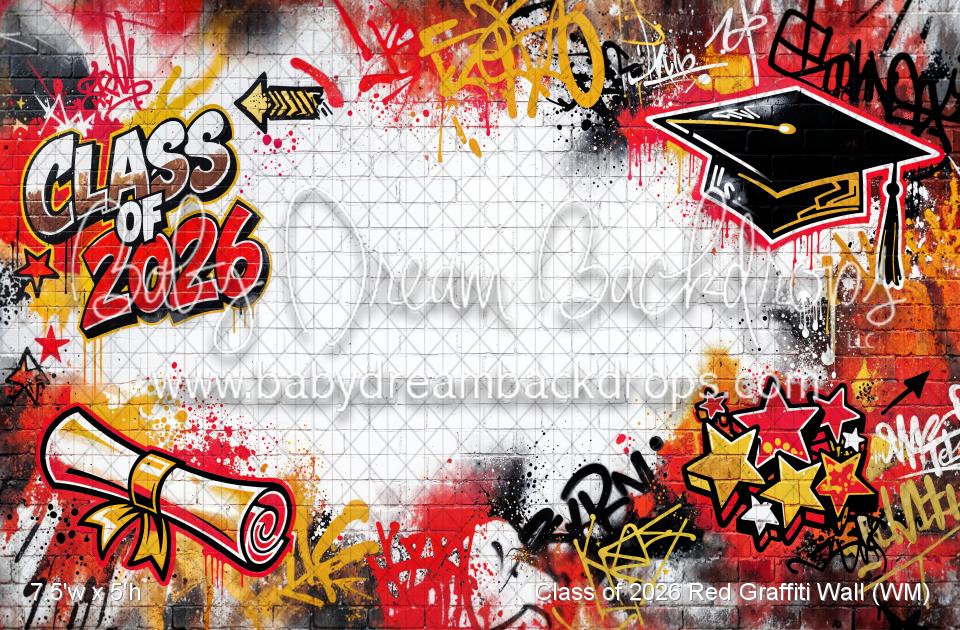 Class of 2026 Red Graffiti Wall (WM)