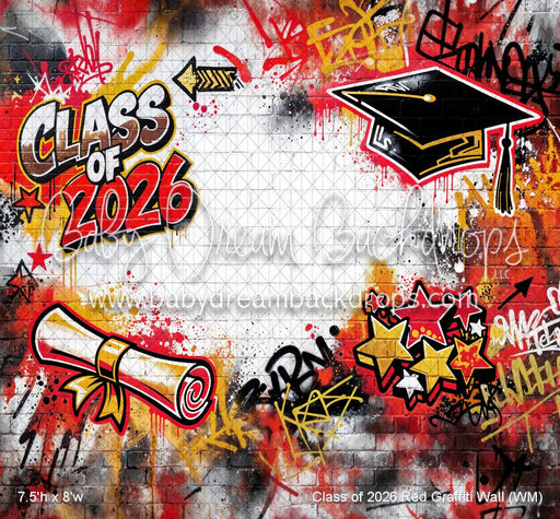 Class of 2026 Red Graffiti Wall (WM)