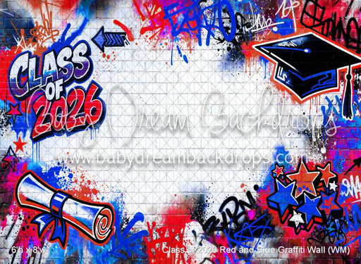 Class of 2026 Red and Blue Graffiti Wall (WM)