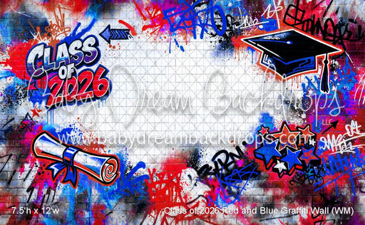Class of 2026 Red and Blue Graffiti Wall (WM)