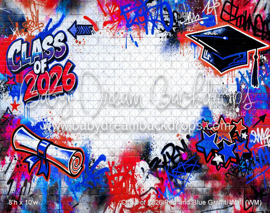 Class of 2026 Red and Blue Graffiti Wall (WM)