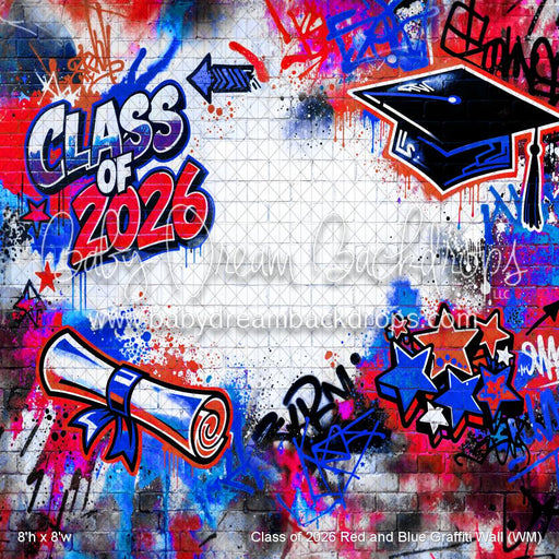 Class of 2026 Red and Blue Graffiti Wall (WM)