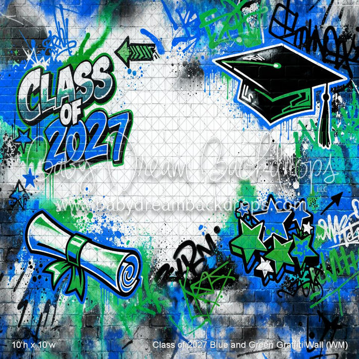 Class of 2027 Blue and Green Graffiti Wall (WM)