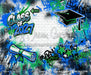 Class of 2027 Blue and Green Graffiti Wall (WM)