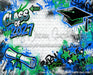 Class of 2027 Blue and Green Graffiti Wall (WM)