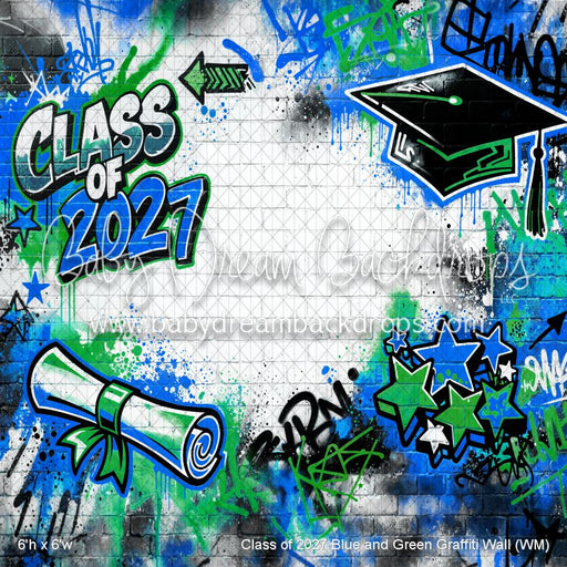 Class of 2027 Blue and Green Graffiti Wall (WM)